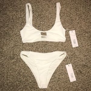Tobi White Ribbed Bikini